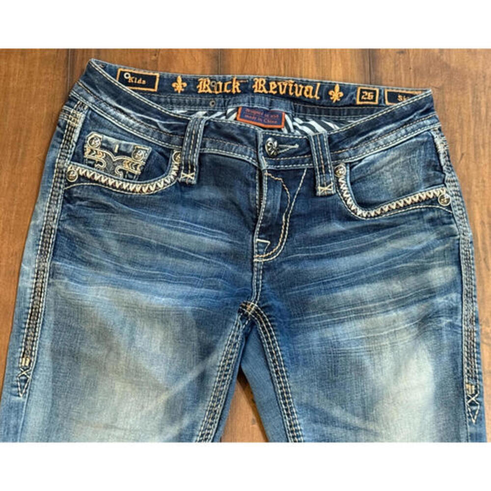 ROCK REVIVAL Womens Kida Ankle Skinny Jeans Tag Size 25 Measured 27X29 #J8568S - Picture 4 of 10